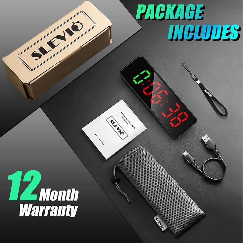 Small Gym Timer Clock, Stopwatch, Workout Interval Timer with Built-in