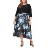 S.L. Fashions Women's Plus Size 3/4 Sleeve Floral High-Low Gown