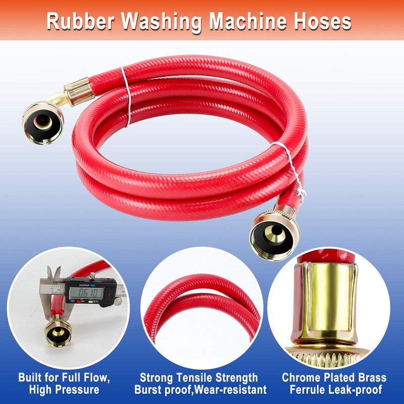 6 FT Washing Machine Hoses with 90 Degree Elbows Universial