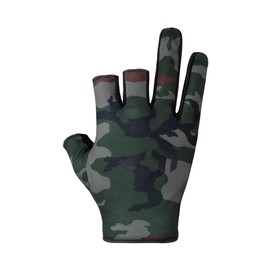 Daiwa DG-6423 Quick-Drying Gloves, 3-Piece Cut, Green Camo, XL