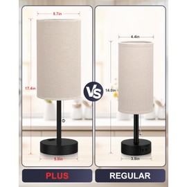 Fenmzee Plus Beige Bedside Table Lamps Set of 2-3 Color Temperatures Pull Chain Lamp with AC Outlet Charging Port, Two Round Night Stand Lamps for Bedroom Guest Room Office, Bed Side Light