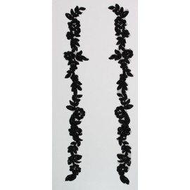 4 X Lace Applique Bridal Dress Motif Trim Rhinestone Crystal Bead #2 (Navy)