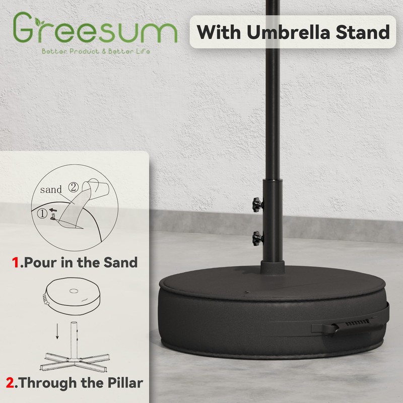 Greesum Outdoor Patio Umbrella with Base, Table Umbrella with 8