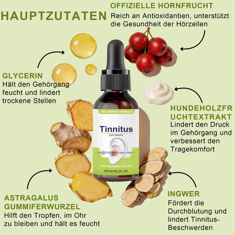 Tinnitus Ear Drops (60ml) - Gentle Formula to Support Ear
