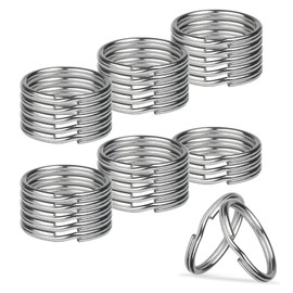 HUSAIHU 30Pcs Key Ring Hoops (30mm), Round Silver Key Rings, Stainless Steel Split Rings, Metal Key Chain Ring for Keys Organization, Craft and DIY Arts