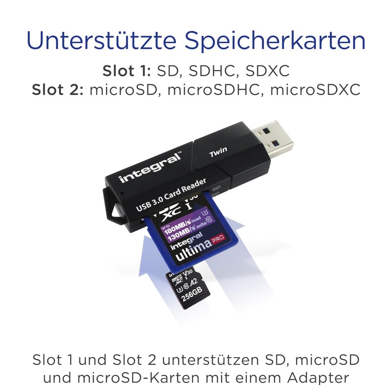 Integral Dual-Slot Micro SD & SD USB 3.0 Memory Card
