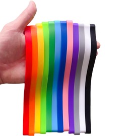 12 Pcs Thickened Large Silicone Rubber Bands Heavy Duty Rubber Bands 12 Different Colors Extra Big Thick Strong Elastic Wide Stretchy Jumbo Assorted Multi Color for Notebook Outdoor Office Supplies Wrapping Gear Gifts Packing (7.8 x 0.4 inch)