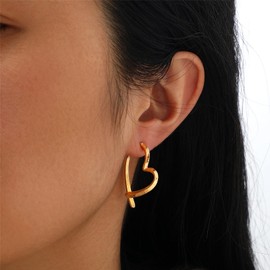 ALRNBY Gold Heart Earrings for Women Dainty Heart Hoop Earrings for Girls Trendy Gift