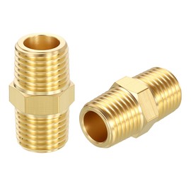 Rebower 2 Packs Male to Male Adapter, 1/4" MNPT x 1/4" MNPT Hex Nipple Pipe Extension Fittings for Industrial, Automotive, Fluid Transfer, Home Gardening, Water Treatment, Gas Line