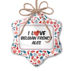 NEONBLOND Christmas Ornament I Love Belgian French Ales Beer Red White Blue Xmas