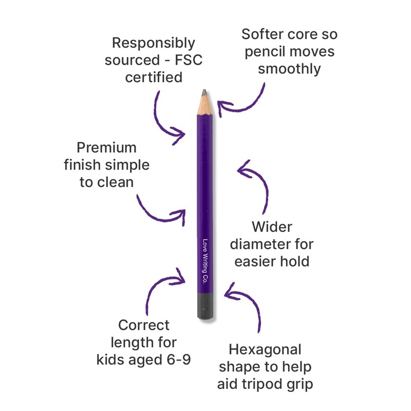 Love Writing Co. Writing Pencils for Children | Age 6,