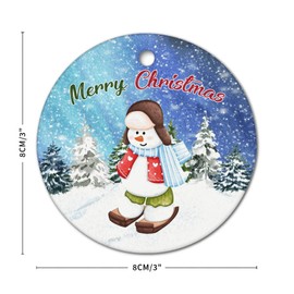 Vintage Christmas Santa Ornament for Christmas Tree Decorations Round Ceramic Keepsake Stocking Stuffers Ornaments New Year Winter Holiday Party Decor for Women Men Friends Family