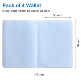 4 PCS Clear Credit Card Holder Wallet Inserts, 12 Page Plastic Card Wallet Inserts, Transparent Plastic Credit Card Sleeves for Women Men Wallets
