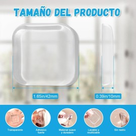 LSXD Tope de Puerta 6 PCS, Cuadrado de 5cm Protector de Pared de Silicona, Autoadhesivo y Reutilizable, Aplicaciones para Puertas, Door Knob Wall Protector, Cabinet y Cupboard Bumpers Antigolpes