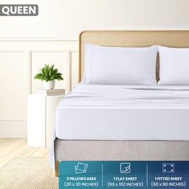 Utopia Bedding Queen Sheet Set - Brushed Microfiber - Soft Bed Sheets for Queen Size Bed Set - Includes 1 Fitted, 1 Flat, & 2 Pillow Cases - Deep Pocket (White)