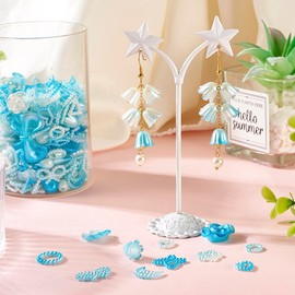 FASHEWELRY 100 G Cute Nail Charms ABS Acrylic Faux Pearl Beads Bulk Assorted Flower Heart Butterfly Bow Nail Gems Hollow Pearls Charms for Nail Phone Hair Decor Earring Jewelry Making Sky Blue