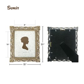 Sunlit Vintage Picture Frame 8x10 Inch, Luxury Antique Photo Frames with Glass Front, Photo Display, Tabletop Wall Hanging, Gift Ideas, Antique Gold Silver