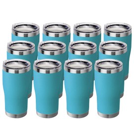 HASLE OUTFITTERS 20 oz Tumbler Bulk, Stainless Steel Tumblers with Lid, Vacuum Insulated Tumbler, Double Wall Powder Coated Cup, coffee mugs, Sky Blue, 12 Pack
