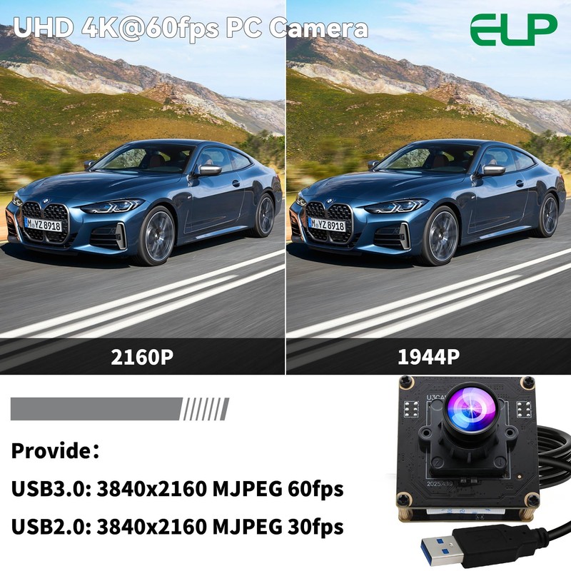 ELP High Speed 4K 60FPS USB Camera Module for Computer,