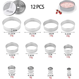 Selecto Bake 12 Piece Plain Round Cookie, Pastry Cutter Set Heavy Duty Commercial Grade 18/8 304 Stainless Steel - Metal Marked Size - Perfect for Cooking Enthusiast