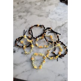 Cute Elasitc Knotted Hair Ties Bracelets,Stretch Boho Hair Ties Bracelets, Ponytail Holder for Women Girls (Yellow and Black)