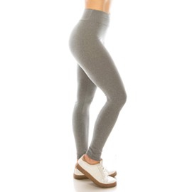 Leggings Depot Women's 3" Waistband Yoga High Waisted Solid Leggings Pants (Full Length, Heather Gray, 3X5X)