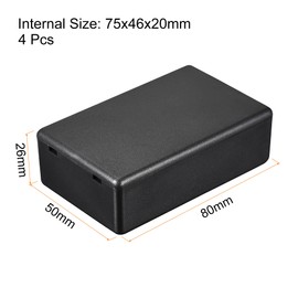 sourcing map Mini Dustproof Junction Box 80x50x26mm ABS for Electrical Project (Black, Pack of 4)
