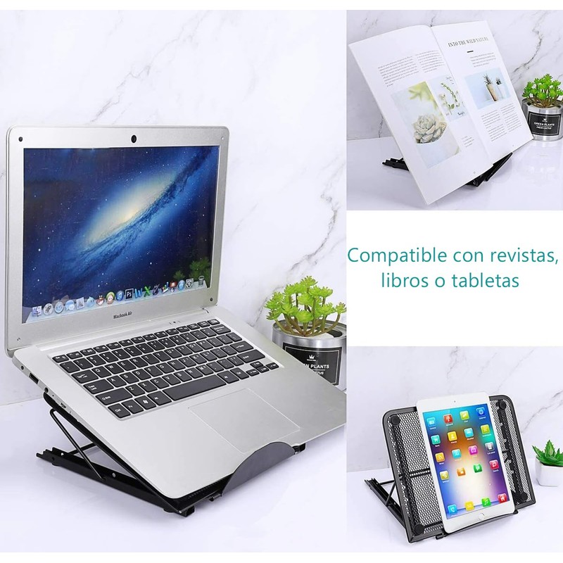 KISHNELL Base Soporte Laptop Malla Mesh Plegable Ajustable 6 Niveles