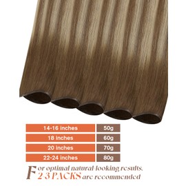 Sunny Hair 24inch Genius Weft Hair Extensions Ombre Genius Hair Extensions Sew in Chestnut Brown Mix Platinum Blonde Balayage One Piece Human Hair Weft Extensions for Long Hair