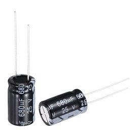 sourcing map 680uF 25V 10x10mm Electrolytic Capacitor, Radial Leads Aluminum Capacitors for TV, LCD Monitor, VCD, 50Pcs