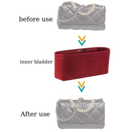Lckaey 19 Flap Small Bag felt Organizer storage cosmetic bag chain black gold inner Bag Insert 1016red24*7 * 12cm
