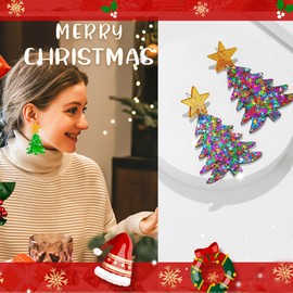 2024 Christmas Earrings for Women Acrylic Dangle Earrings Christmas Holiday Earrings Merry Christmas Tree Elk Santa Claus Xmas Jewelry Gifts Accessories