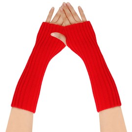 ZGKULAEAOW 23 Colors to Choose from, Colorful Color Arm Warmer, Fingerless Children, Thumb Hole, Arm Cover, Knit, Gloves, Kids, Neon Colors, Flashy, Sports Events, Dance Accessories, Mom Matching, red