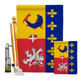 Rhône Alpes Garden House Flags Kit Regional France Regions French Republic Western Europe Country Particular Area Small Decorative Gift Yard Banner Double-Sided Made In USA 28 X 40