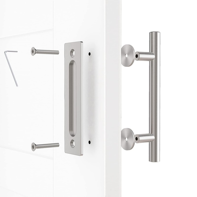 WINSOON 2 Pack12 Sliding Barn Door Handles Hardware with Flush