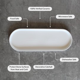 Murchison-Hume White Ceramic Oval Deco Catchall Tray (Large)