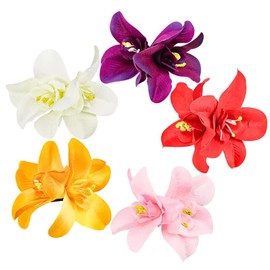 5Pcs Colors Artificial Flower Hair Clip, Bohemian Flower Hairpin Hawaiian Hibiscus Plumeria Hairpin for Seaside Holiday, Bridal Hair Accessories