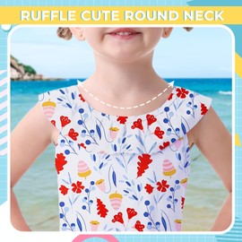 Durio Girls Toddler Cute One Piece Swimsuits Bathing Suit Little Kids Swimwear Quick Dry Ruffle Floral Pattern White Flower 2-3T