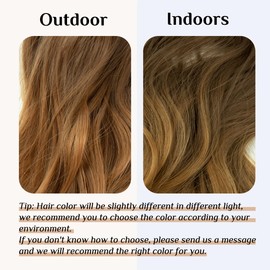 SARLA Ombre Invisible Wire Hair Extensions with 3 Clips Long Synthetic Wavy Curly Hairpiece Adjustable Transparent Headband for Women 22 Inch Brown to Golden