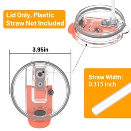 Replacement Lid for Tumblers, 2-in-1 Flip Straw Spout Lid, Press-In Lid, Fits Tronco 32 oz 42 oz Glass Tumblers with Handle, Black