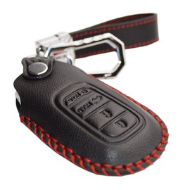 Leather Key Cover + Keychain + Hook compatible with 2022 2023 2024 Honda Civic Accord CR-V HR-V V Pilot SI EX EX-L Touring