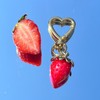 Beautiful Strawberry Heart Keychain Bag Charm - Color: Dark Red,
