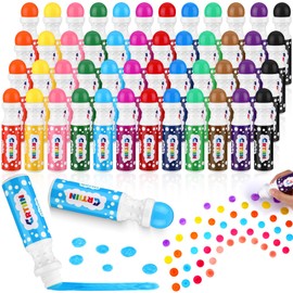Crtiin 48 Pack Bingo Daubers Bulk, 12 Colors Large 2.2 oz Dot Markers Bingo Supplies, Art Markers Paint Craft Ideal for Art and Crafts Painting Supplies Drawing Christmas Coloring Gift(Classic)