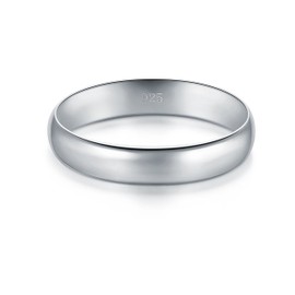BORUO Silver Ring – 925 Pure Sterling Silver Ring - Sterling Silver Rings for Women – Elegant Silver Band Rings For Women and Men - Gifts for Special Occasions 4mm Ring Size 6.5