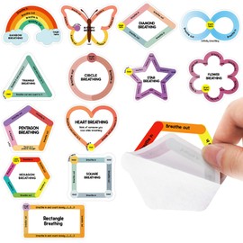 Teling 65 Pieces Anxiety Sensory Stickers Sensory Strips Set Stress Relief Stickers Anxiety Sensory Strips Breathing Sensory Adhesive for Adults Teens Anxiety Relief Toy (Cute)