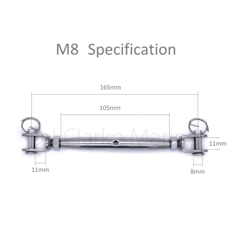 2Pcs 316 Stainless steel turnbuckle rigging screw jaw closed body