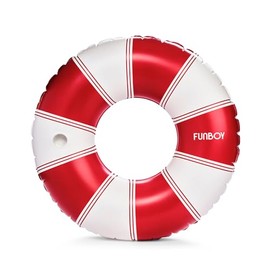 FUNBOY Giant Vintage Red Stripe Inflatable Pool Float with Cup Holder 48" Pool Float for Adults|Inner Tube Pool Toys Swim Rings Swimming Pool Accessories & Pool Lounger Float for Pool Party & Summer