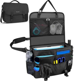 MENZOKE Car Front Seat Organizer, Patrol Bag Law Enforcement, Hanging Passenger Seat Car Organizer with 17 Inch Laptop Storage, Adjustable Strap Backseat Organizers for Truck Office, Police, Black