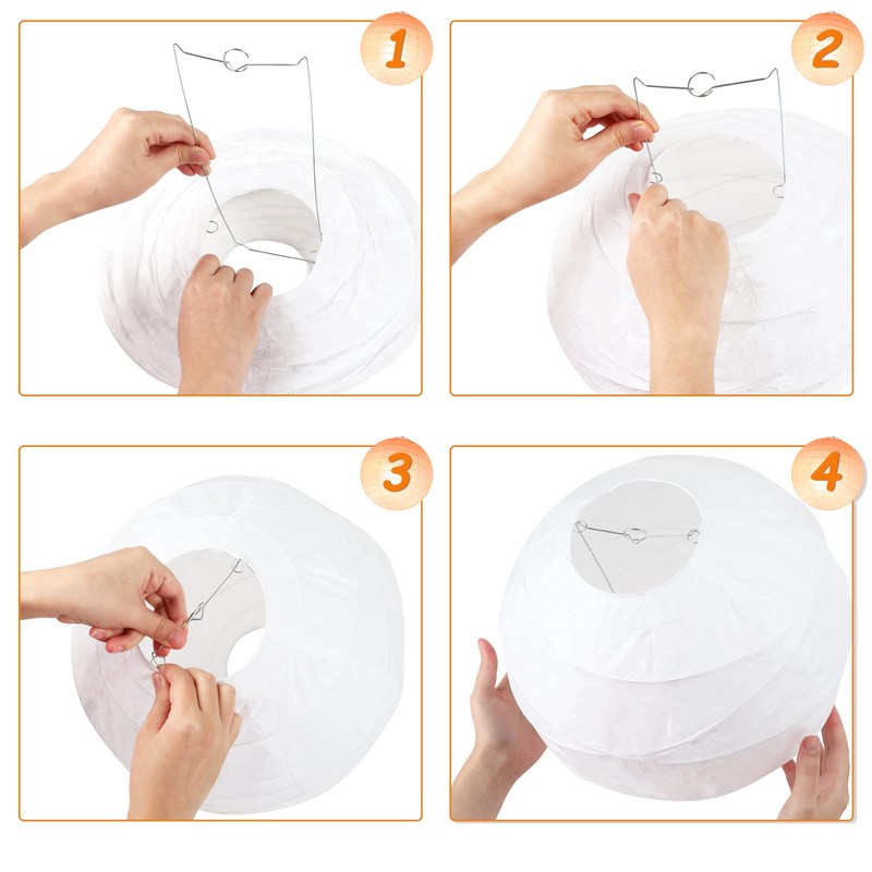 LIHAO Lampshade White Lantern Crossed Round Paper Lantern Classic Bamboo