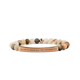 THE INSPIRATION CO. Hope Collection Unisex Stretchable Bracelets of Small Size, Represents Postive Vibes & Good Karma (YOU ARE A DIAMOND, THEY CAN'T BREAK YOU) -Bamboo Agate